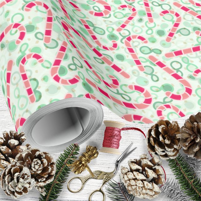 Christmas-Candy Canes on Paisley Texture Wrapping Paper (Christmas-Candy Canes on Paisley Texture Wrapping Paper by Leapfroglisics Shop)