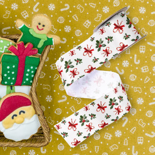 Christmas Candy Canes Pattern Satin Ribbon