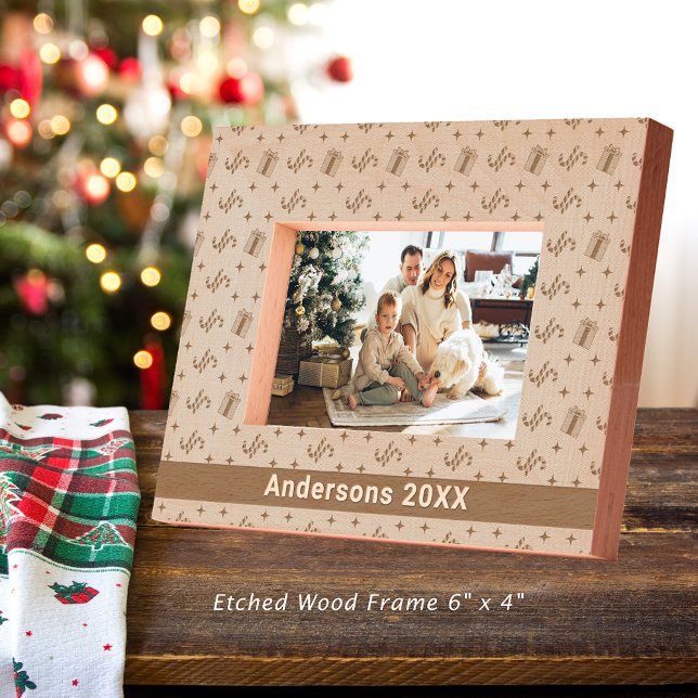 Christmas Candy Canes & Presents Pattern Name 6x4 Etched Frames (Christmas Candy Canes & Presents Pattern Name 6x4 Etched Frame)