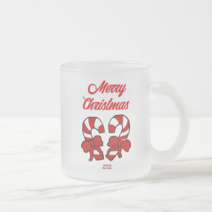 Christmas Candy Canes Small Frosted Glass Mug