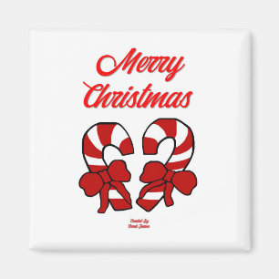 Christmas Candy Canes Square 2 Inch Magnet
