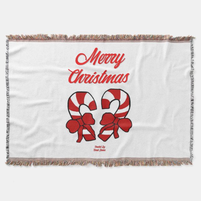 Christmas Candy Canes Throw Blanket (Front)
