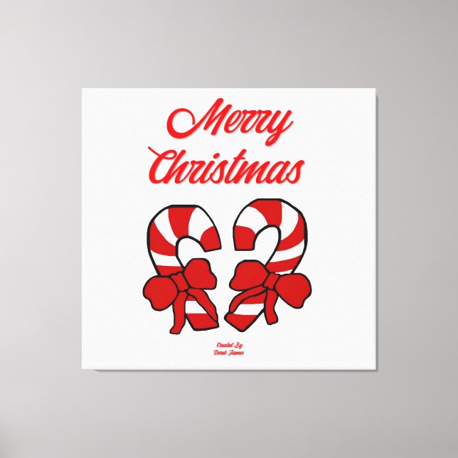 Christmas Candy Canes Wrapped Canvas (Front)