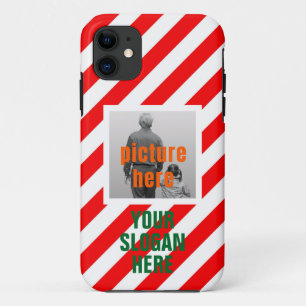 CHRISTMAS CANDY CUSTOMIZED RED WHITE PERSONALIZED iPhone 11 CASE