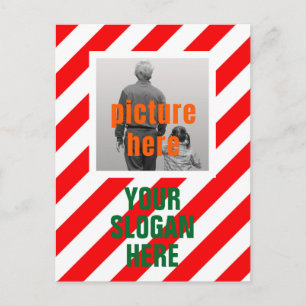 CHRISTMAS CANDY CUSTOMIZED RED WHITE PERSONALIZED POSTCARD