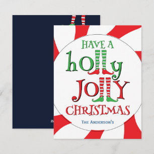 Christmas Candy Holly Jolly Elf Legs Holiday Card