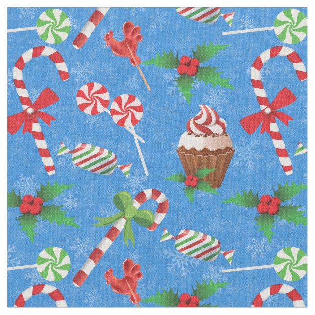 Christmas Candy, lollipop and cake Fabric (Close Up)