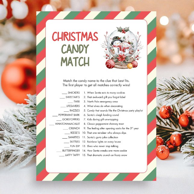 Christmas Candy Match Game Holiday Card (Christmas Candy Match Christmas Game Card)