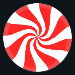 Christmas Candy Peppermint Classic Round Sticker<br><div class="desc">Christmas candy peppermint round stickers.The red-and-white stripes represented Christ's blood and purity. A fun idea for Christmas.Add text or image to customise and personalise.</div>