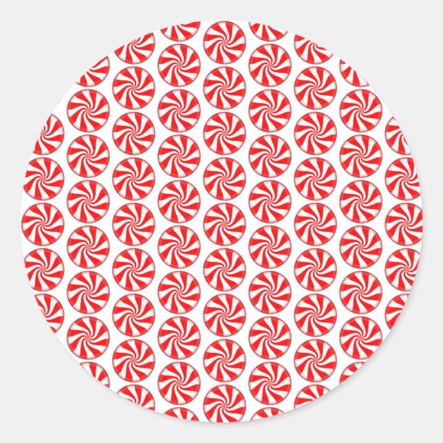 Christmas Candy Peppermint Classic Round Sticker (Front)