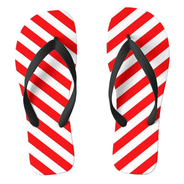 CHRISTMAS CANDY RED WHITE XMAS GIFT FLIP FLOPS (Footbed)