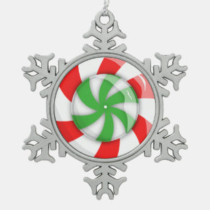 Christmas Candy Snowflake Pewter Christmas Ornament