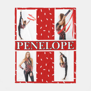 Christmas Candy Sprinkle 4 Photo Collage Fleece Blanket