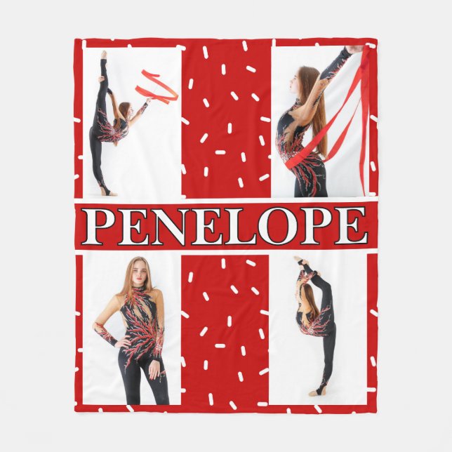 Christmas Candy Sprinkle 4 Photo Collage Fleece Blanket (Front)