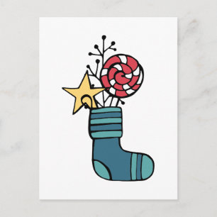 Christmas Candy Stocking Postcard