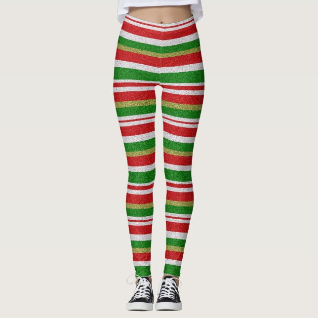 Christmas Candy Stripes Leggings (Front)