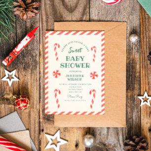 Christmas Candy Sweet Baby Baby Shower  Invitation