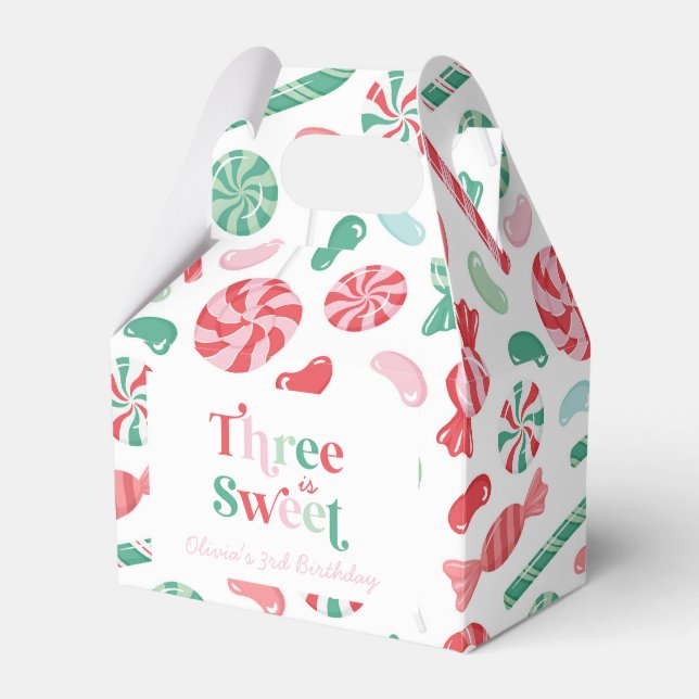 Christmas Candy Three is Sweet 3rd Birthday Favour Box (Front Side)