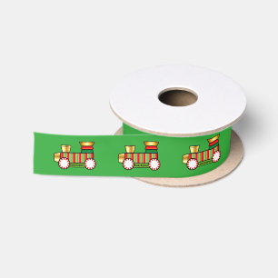 Christmas Candy Train Express 1.5 In. Satin Ribbon