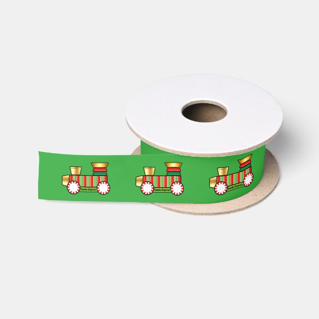 Christmas Candy Train Express 1.5 In. Satin Ribbon (Spool)
