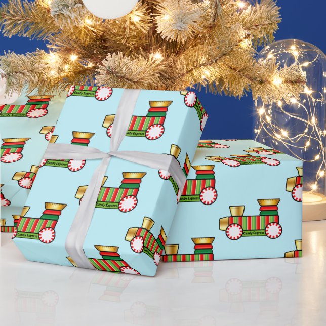 Christmas Candy Train Wrapping Paper (Holidays)