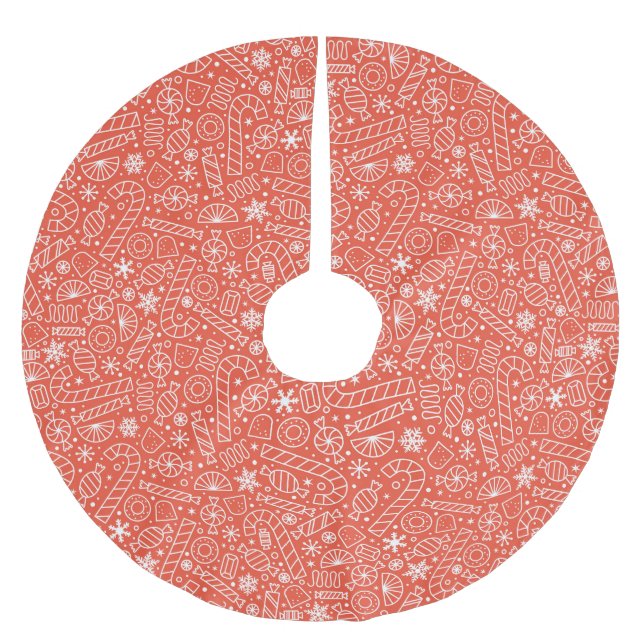 Christmas Candy Tree Skirt - Red (Front)