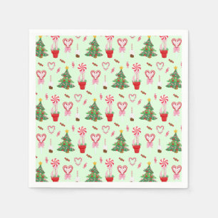 Christmas Candy Trees Pattern Napkin