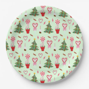 Christmas Candy Trees Pattern Paper Plate