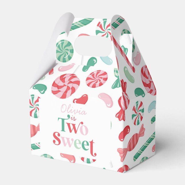 Christmas Candy Two Sweet 2nd Birthday Favour Box (Front Side)