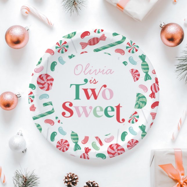 Christmas Candy Two Sweet 2nd Birthday Paper Plate (Creator Uploaded)