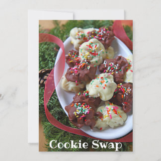 Christmas candy with ribbon and greenery invitation