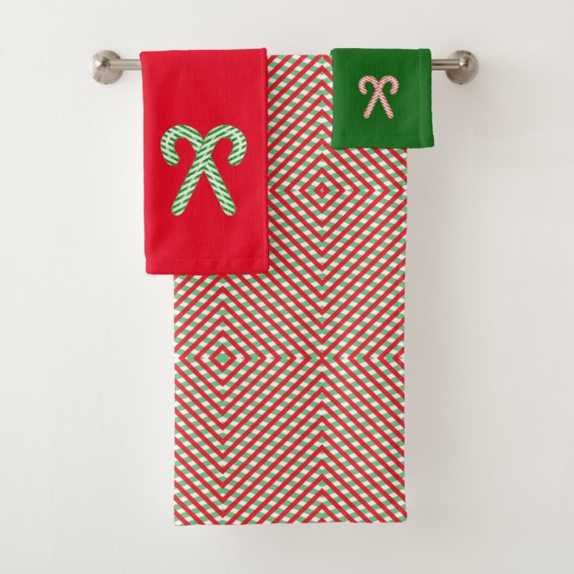 Christmas candycane/peppermint bath towel set (Insitu)