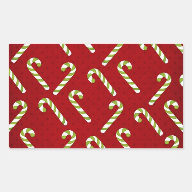Christmas Candycanes Rectangular Sticker (Front)