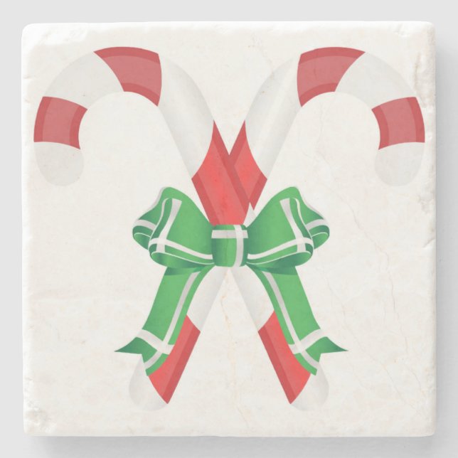 CHRISTMAS CANDYCANES STONE COASTER (Front)