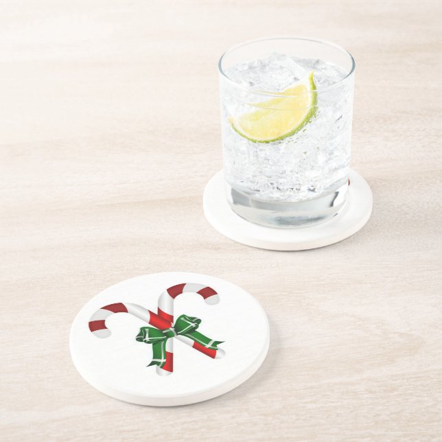 Christmas Candystick With Bow Coaster (Side)