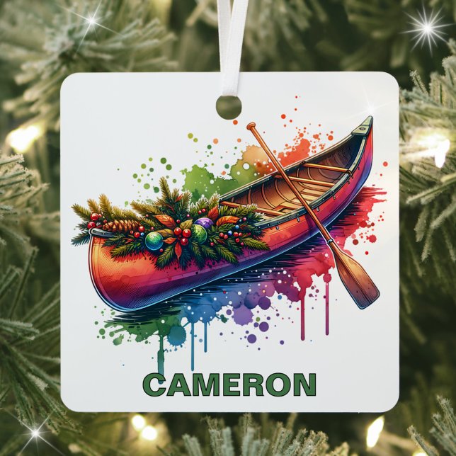 Christmas Canoe Custom Name Metal Tree Decoration (Creator Uploaded)