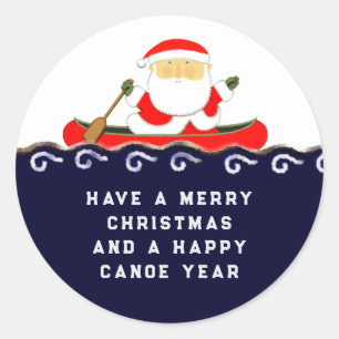 Christmas Canoe Kayaking Gift Classic Round Sticker