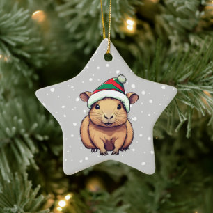 Christmas Capybara Ceramic Tree Decoration