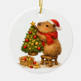 Christmas Capybara Decorating Tree Ceramic Tree Decoration