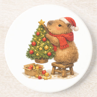 Christmas Capybara Decorating Tree Coaster