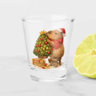 Christmas Capybara Decorating Tree Shot Glass