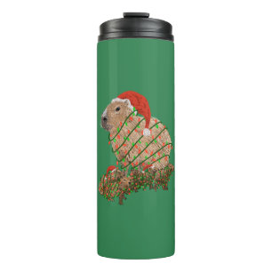 Christmas Capybara Family Wrapped in Lights Thermal Tumbler