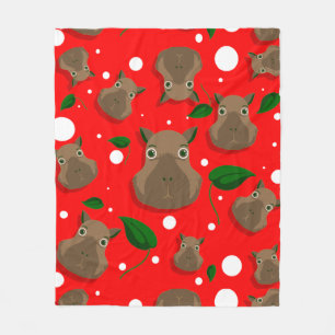 christmas capybara fleece blanket