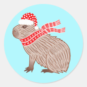 Christmas Capybara Funny Animal Lovers Classic Round Sticker