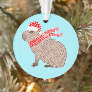 Christmas Capybara Funny Animal Lovers Ornament
