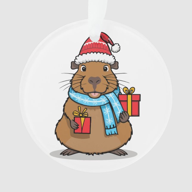 Christmas Capybara Ornament (Front)