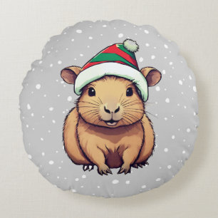 Christmas Capybara Round Cushion