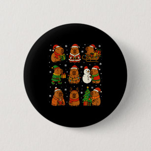 Christmas Capybara Santa Hat Funny Xmas Men Women  6 Cm Round Badge