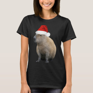 Christmas Capybara Santa Hat  T-Shirt