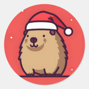 Christmas Capybara snow Classic Round Sticker